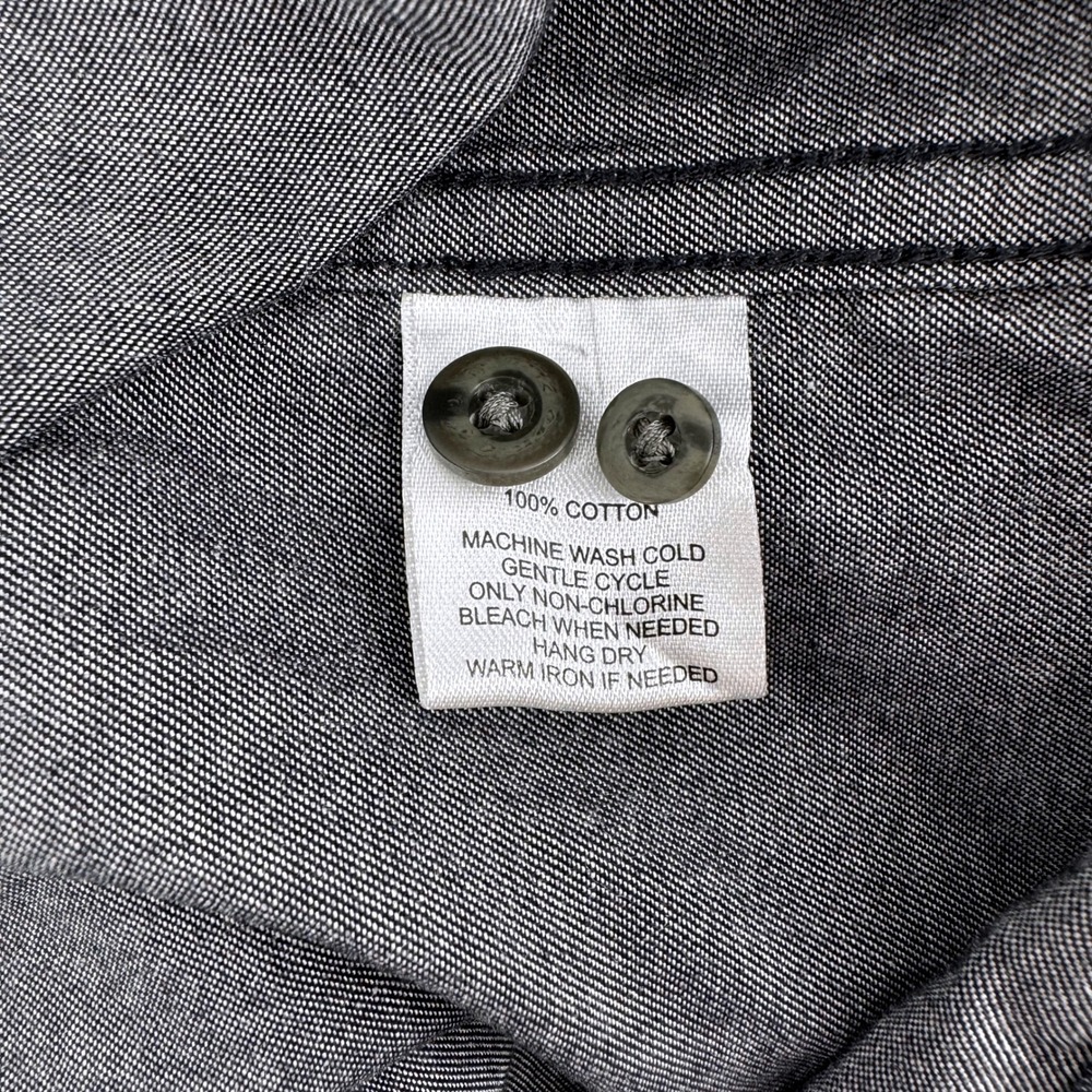 UNTUCKit Button Down Shirt Large Tall Regular Gray Cotton Chambray Long Sleeve - Picture 7 of 7